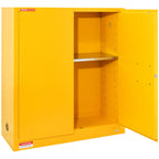 VEVOR Flammable Safety Cabinet, 128.7 L, Cold-Rolled Steel Flammable Liquid Storage Cabinet, 1095 x 460 x 1273 mm Explosion Proof with 1 Adjustable Shelf 2 Manual Closing Doors for Industrial Use, Yellow