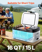 VEVOR Car Refrigerator, DC 12/24V AC100-240V Compressor Electric Cooler, -20°C to 20°C Car Fridge with APP Control, 15L Cars Freezer for RVs, Campsites, Boats, Camping, Fishing, 60W Portable Freezer