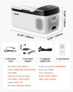 VEVOR Car Refrigerator, DC 12/24V AC100-240V Compressor Electric Cooler, -20°C to 20°C Car Fridge with APP Control, 15L Cars Freezer for RVs, Campsites, Boats, Camping, Fishing, 60W Portable Freezer