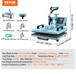 VEVOR Heat Press Machine 300 x 380 mm 8 in 1 with 850.5 g Tumbler Press T-Shirts Green