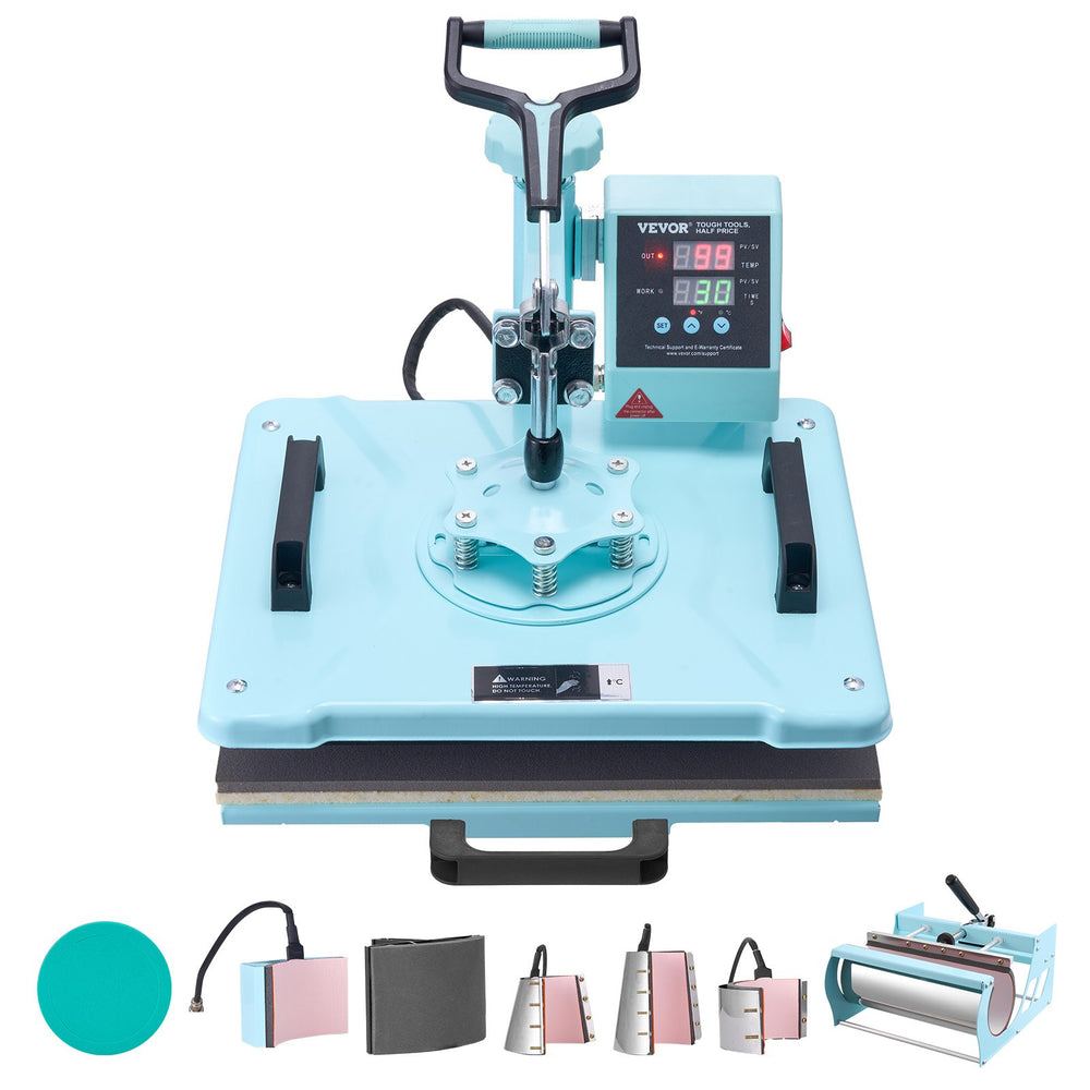 VEVOR Heat Press Machine 300 x 380 mm 8 in 1 with 850.5 g Tumbler Press T-Shirts Green