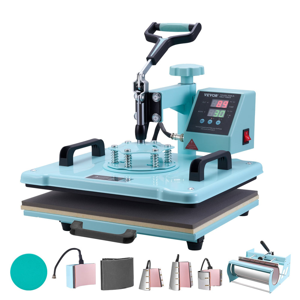 VEVOR Heat Press Machine 300 x 380 mm 8 in 1 with 850.5 g Tumbler Press T-Shirts Green