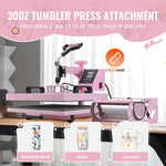 VEVOR Heat Press Machine 38x38 cm 5 in 1 with 850.5 g Tumbler Press T-Shirts Pink