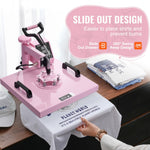 VEVOR Heat Press Machine 38x38 cm 5 in 1 with 850.5 g Tumbler Press T-Shirts Pink