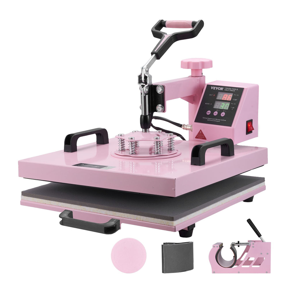 VEVOR Heat Press Machine 38x38 cm 5 in 1 with 850.5 g Tumbler Press T-Shirts Pink
