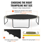 VEVOR Replacement Trampoline Mat, Jumping Mat Fits 14ft Frame, Universal Jumping Mat for 14ft Round Trampoline, Reinforce UV-Resistant Mat with Spring Tool & Durable V-Rings, Fit 5.5" Spring Length
