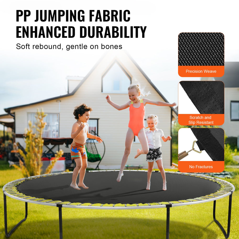 VEVOR Replacement Trampoline Mat, Jumping Mat Fits 14ft Frame, Universal Jumping Mat for 14ft Round Trampoline, Reinforce UV-Resistant Mat with Spring Tool & Durable V-Rings, Fit 6.5"-7" Spring Length