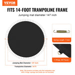 VEVOR Replacement Trampoline Mat, Jumping Mat Fits 14ft Frame, Universal Jumping Mat for 14ft Round Trampoline, Reinforce UV-Resistant Mat with Spring Tool & Durable V-Rings, Fit 7" Spring Length