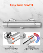 VEVOR Thermostatic Shower Faucet Valve, 38℃ Secure Lock Thermostatic Shower Valve, Hot Cold Water Showering Faucet Temperature Control Valves with Solid Brass Casting for Bathroom, RV, Leak-Proof