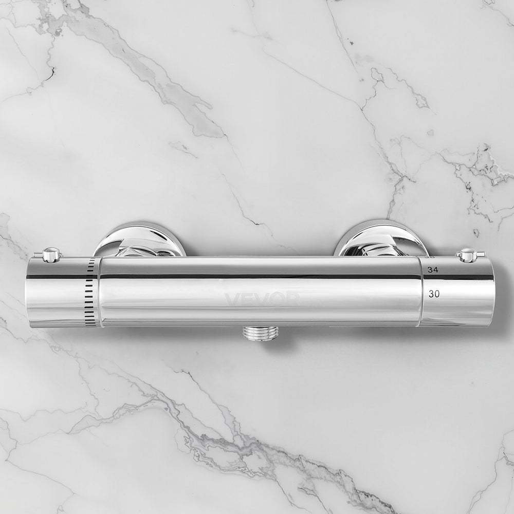 VEVOR Thermostatic Shower Faucet Valve, 38℃ Secure Lock Thermostatic Shower Valve, Hot Cold Water Showering Faucet Temperature Control Valves with Solid Brass Casting for Bathroom, RV, Leak-Proof