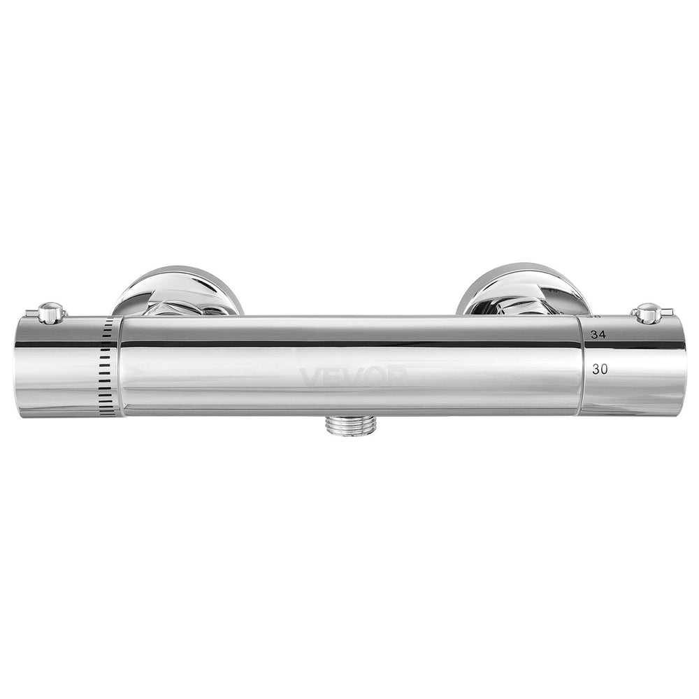 VEVOR Thermostatic Shower Faucet Valve, 38℃ Secure Lock Thermostatic Shower Valve, Hot Cold Water Showering Faucet Temperature Control Valves with Solid Brass Casting for Bathroom, RV, Leak-Proof