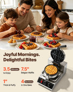 VEVOR Commerical Round Waffle Maker 1300W Rotatable Non-Stick Waffle Iron 220V