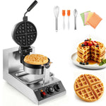 VEVOR Commerical Round Waffle Maker 1300W Rotatable Non-Stick Waffle Iron 220V