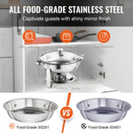 VEVOR 2-Pack Round Chafing Dish Set with Full-Size 3.8L Pan Glass Lid Fuel Holder