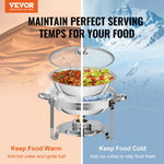 VEVOR 2-Pack Round Chafing Dish Set with Full-Size 3.8L Pan Glass Lid Fuel Holder