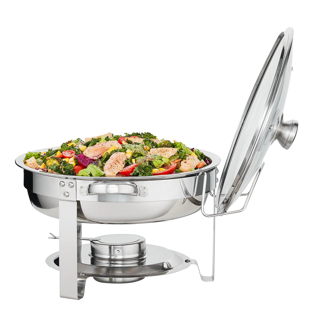 VEVOR 2-Pack Round Chafing Dish Set with Full-Size 3.8L Pan Glass Lid Fuel Holder