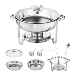 VEVOR 2-Pack Round Chafing Dish Set with Full-Size 3.8L Pan Glass Lid Fuel Holder