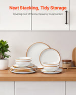 VEVOR Dinnerware Set, Service for 4 People, Round Plates and Bowls Sets, Scratch Resistant Ceramic Dinner Ware, Dishwasher and Microwave Suitable Kitchen Dishes, for Dessert Salad Soup Pasta, White