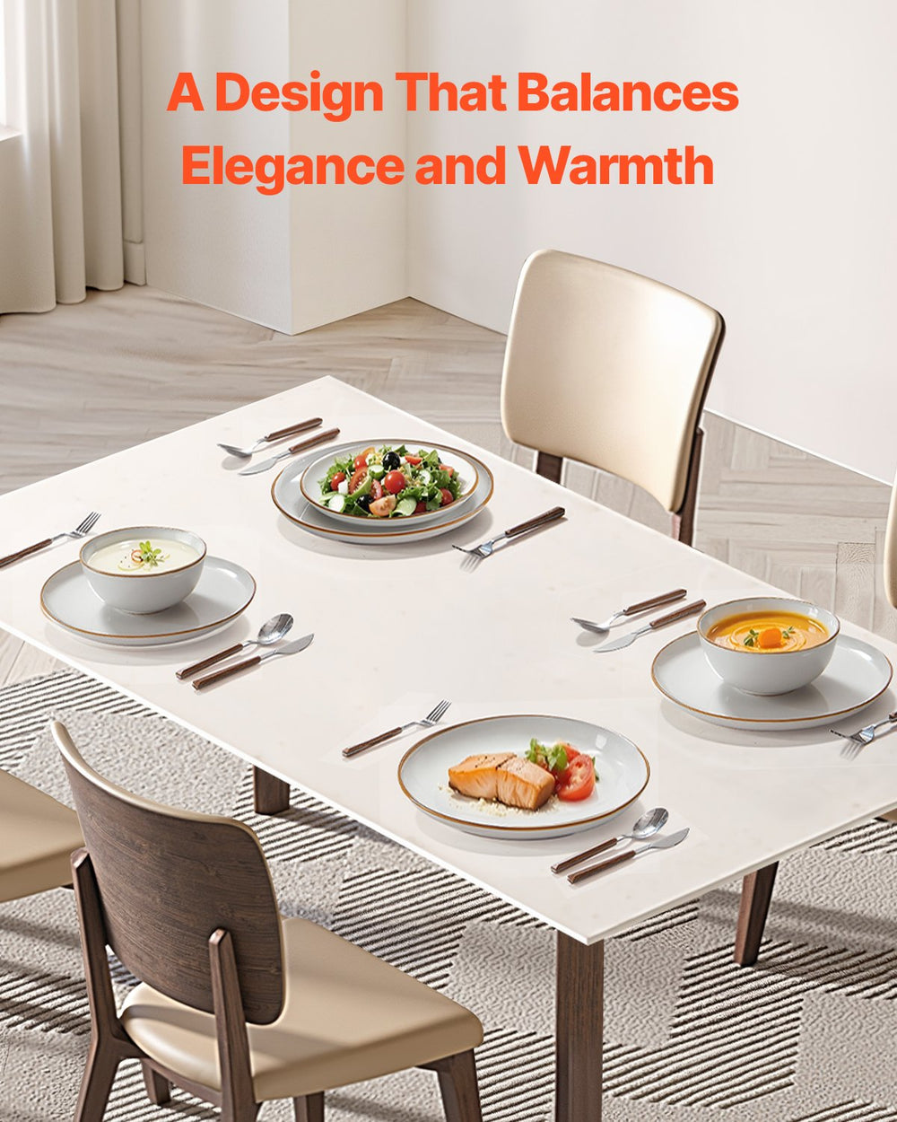 VEVOR Dinnerware Set, Service for 4 People, Round Plates and Bowls Sets, Scratch Resistant Ceramic Dinner Ware, Dishwasher and Microwave Suitable Kitchen Dishes, for Dessert Salad Soup Pasta, White