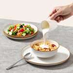 VEVOR Dinnerware Set, Service for 4 People, Round Plates and Bowls Sets, Scratch Resistant Ceramic Dinner Ware, Dishwasher and Microwave Suitable Kitchen Dishes, for Dessert Salad Soup Pasta, White