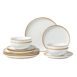 VEVOR Dinnerware Set, Service for 4 People, Round Plates and Bowls Sets, Scratch Resistant Ceramic Dinner Ware, Dishwasher and Microwave Suitable Kitchen Dishes, for Dessert Salad Soup Pasta, White