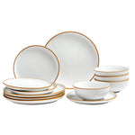 VEVOR Dinnerware Set, Service for 4 People, Round Plates and Bowls Sets, Scratch Resistant Ceramic Dinner Ware, Dishwasher and Microwave Suitable Kitchen Dishes, for Dessert Salad Soup Pasta, White