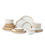 VEVOR Dinnerware Set, Service for 8  People, Round Plates and Bowls Sets, Scratch Resistant Ceramic Dinner Ware, Dishwasher and Microwave Suitable Kitchen Dishes, for Dessert Salad Soup Pasta, White