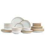 VEVOR Dinnerware Set, Service for 8  People, Round Plates and Bowls Sets, Scratch Resistant Ceramic Dinner Ware, Dishwasher and Microwave Suitable Kitchen Dishes, for Dessert Salad Soup Pasta, White
