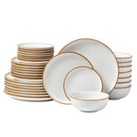 VEVOR Dinnerware Set, Service for 8  People, Round Plates and Bowls Sets, Scratch Resistant Ceramic Dinner Ware, Dishwasher and Microwave Suitable Kitchen Dishes, for Dessert Salad Soup Pasta, White