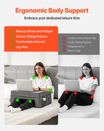 VEVOR Reading Pillow, Lap Desk Pillow with Washable Cloth, Large Bed Pillow with 2 Pockets and Cup Holder, Memory Foam Bed Rest for Reading, Gaming, Resting, Working, Grey