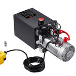 VEVOR Hydraulic Pump, 6 Quart Hydraulic Power Unit, Double Acting Dump Trailer Pump, 0.91 GPM Flow Rate, 3200 PSI Max Relief Pressure, DC 12V Hydraulic Pump for Dump Trailer Car Lifting