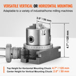 VEVOR Rotary Table for Milling Machines, 100 mm, Horizontal Vertical Model Precision Milling Rotary Table, with 80 mm 3-Jaw Chuck M10 T-Bolts Nuts, for Milling Engineering Indexing Tools