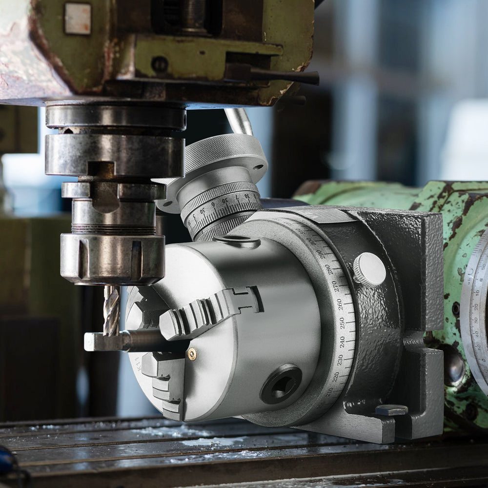 VEVOR Rotary Table for Milling Machines, 100 mm, Horizontal Vertical Model Precision Milling Rotary Table, with 80 mm 3-Jaw Chuck M10 T-Bolts Nuts, for Milling Engineering Indexing Tools