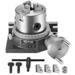 VEVOR Rotary Table for Milling Machines, 100 mm, Horizontal Vertical Model Precision Milling Rotary Table, with 80 mm 3-Jaw Chuck M10 T-Bolts Nuts, for Milling Engineering Indexing Tools