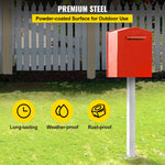 VEVOR Mailbox Post, 43\" High Mailbox Stand, White Powder-Coated Mail Box Post Kit, Q235 Steel Post Stand Surface Mount Post for Sidewalk and Street Curbside, Universal Mail Post for Outdoor Mailbox