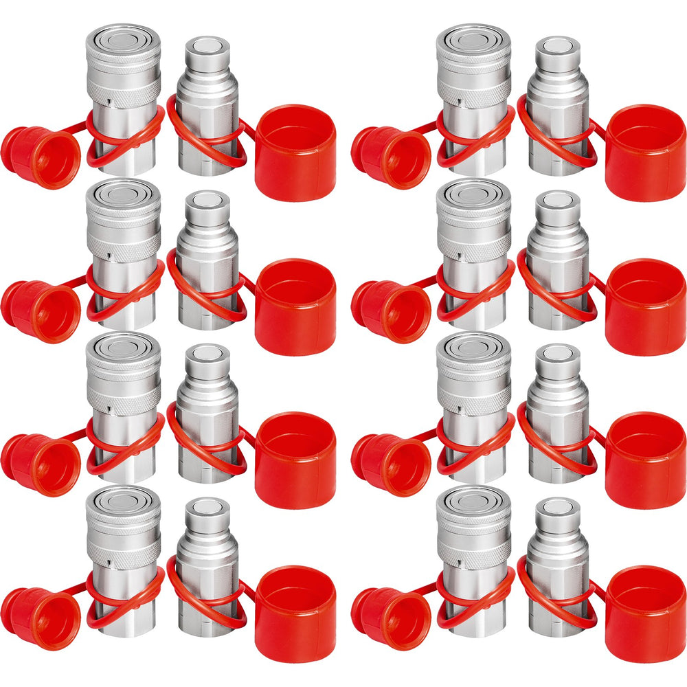 VEVOR Skid Steer Hydraulic Quick Connect 1/2\" Body Hydraulic Coupler 1/2\" NPT Hydraulic Coupling Quick Connect 8 Pairs Hydraulic Quick Coupler 27.6 MPa (ISO 16028) (8 Pairs)