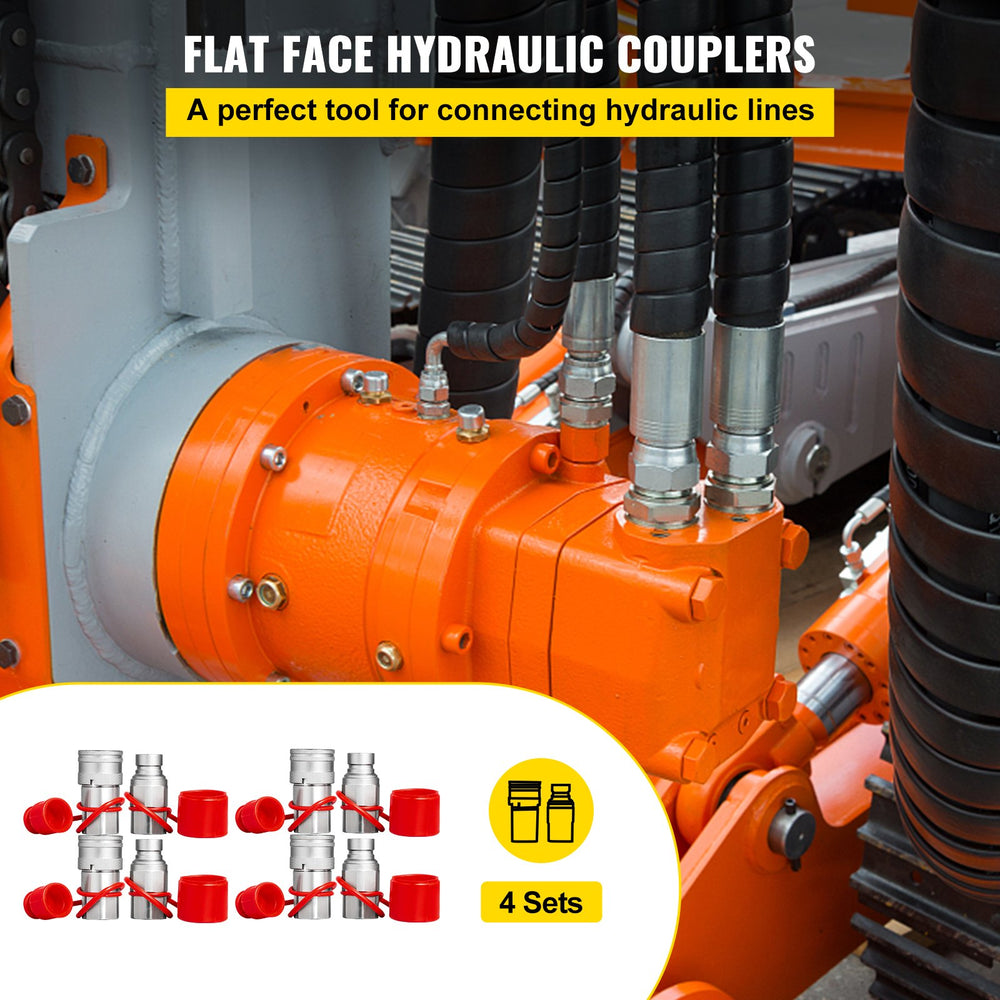 VEVOR 3/4NPT Hydraulic Quick Connect 3/4body Hydraulic Coupler 20.7MPa Hydraulic Coupling Quick Connect 106L/min Hydraulic Quick Coupler (ISO 16028)
