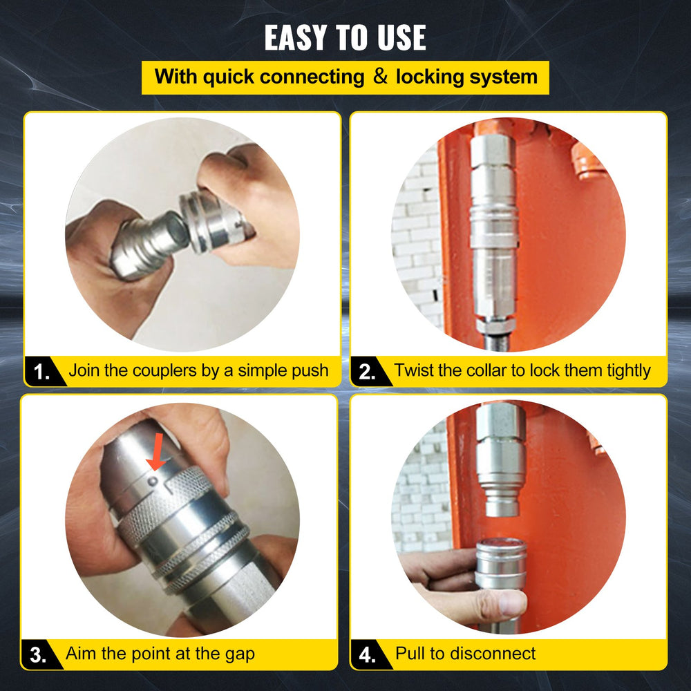 VEVOR 3/4NPT Hydraulic Quick Connect 3/4body Hydraulic Coupler 20.7MPa Hydraulic Coupling Quick Connect 106L/min Hydraulic Quick Coupler (ISO 16028)