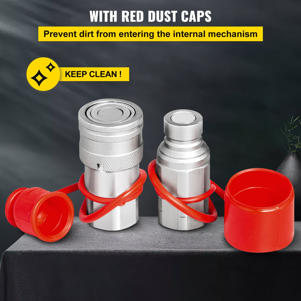 VEVOR 3/4NPT Hydraulic Quick Connect 3/4body Hydraulic Coupler 20.7MPa Hydraulic Coupling Quick Connect 106L/min Hydraulic Quick Coupler (ISO 16028)