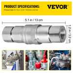 VEVOR 3/4NPT Hydraulic Quick Connect 3/4body Hydraulic Coupler 20.7MPa Hydraulic Coupling Quick Connect 106L/min Hydraulic Quick Coupler (ISO 16028)