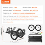 VEVOR Bike Cargo Trailer, 275 lbs/124.7 kg Load Capacity, Heavy-Duty Bicycle Wagon Cart, Foldable Compact Storage & Quick Release with Universal Hitch, 20" (50.8 cm) Wheels, Fits Most Bike Wheels, Carbon Steel Frame