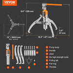 VEVOR Hydraulic Gear Puller, 15 Ton Max Capacity Wheel Bearing Pulling Separator, 2 or 3 Jaws Puller, Vertically and Horizontally, 30.5cm Jaw Hydraulic Puller with Case for Pulling Hubs