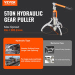 VEVOR Hydraulic Gear Puller, 5 Ton Max Capacity Wheel Bearing Pulling Separator, 2 or 3 Jaws Puller, Vertically and Horizontally, 20.32 cm Jaw Hydraulic Puller with Case for Pulling Hubs