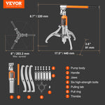 VEVOR Hydraulic Gear Puller, 5 Ton Max Capacity Wheel Bearing Pulling Separator, 2 or 3 Jaws Puller, Vertically and Horizontally, 20.32 cm Jaw Hydraulic Puller with Case for Pulling Hubs