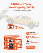 VEVOR Hydraulic Car Ramps, 2 PCS 5T 11000 lbs, 270-360 mm Lift Height, Heavy Duty Hydraulic Vehicle Ramps, Portable Car Lifts for Home Garage Maintenance and Oil Changes, Truck Vehicle Auto Repair