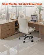 VEVOR Chair Mat, 765 x 1215 mm Transparent Office Chair Mat for Hard Floors, Floor Protector for Rolling Chairs, Non-Slip & Easy to Clean, Smooth Glide Under Desk Rug for Home Office (Rectangular)