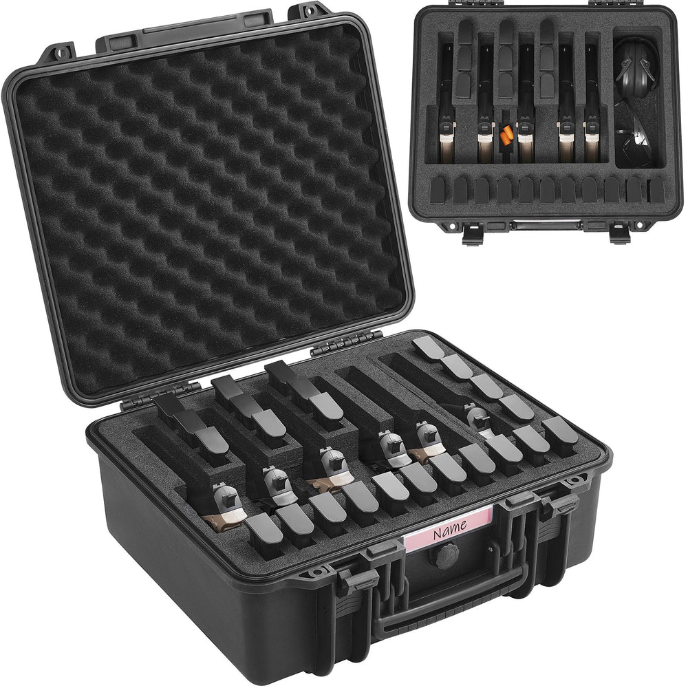 VEVOR Hard Pistol Cases with Pre-cut Lining, Waterproof & Dustproof Hard Gun Case for 6 Pistol, 19.3×17.1×8.3 in Lockable Pistol Case, Black