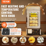 VEVOR Commercial Food Warmer Display, 5-Tier Food Steamer Bun Warmer Machine, 30℃~110℃ Temperature Control, Stainless Steel Steamed Buns Warmer with LED, Steam Heating for Steamed Buns Siomai Corn
