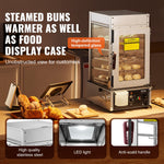 VEVOR Commercial Food Warmer Display, 5-Tier Food Steamer Bun Warmer Machine, 30℃~110℃ Temperature Control, Stainless Steel Steamed Buns Warmer with LED, Steam Heating for Steamed Buns Siomai Corn
