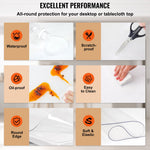 VEVOR Thick Plastic Table Cover 84x 42 Inch Thick Clear Table Protector Clear PVC Tablecloth Table Top Protector 1.5mm Thick Table Cover Rectangular Table Pads for Dining Room Table Desk